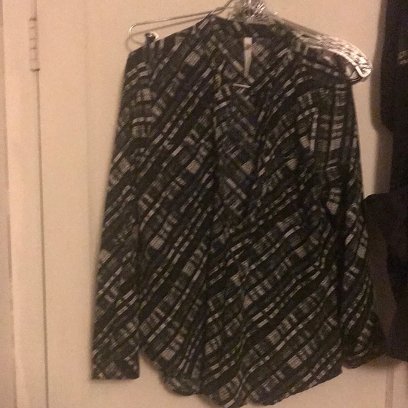 Button Up NY Collection Petite PL GREEN black White Unique 🛍 - Picture 3 of 7